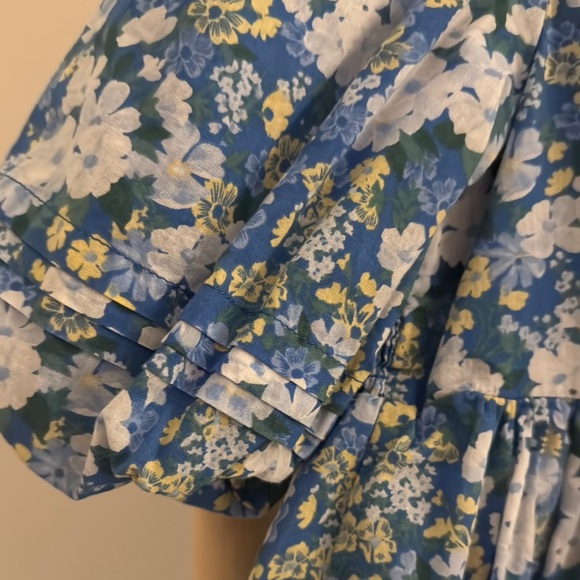 Janie and Jack Floral Blue Puff Sleeve Dress Tunic - Picture 3 of 4